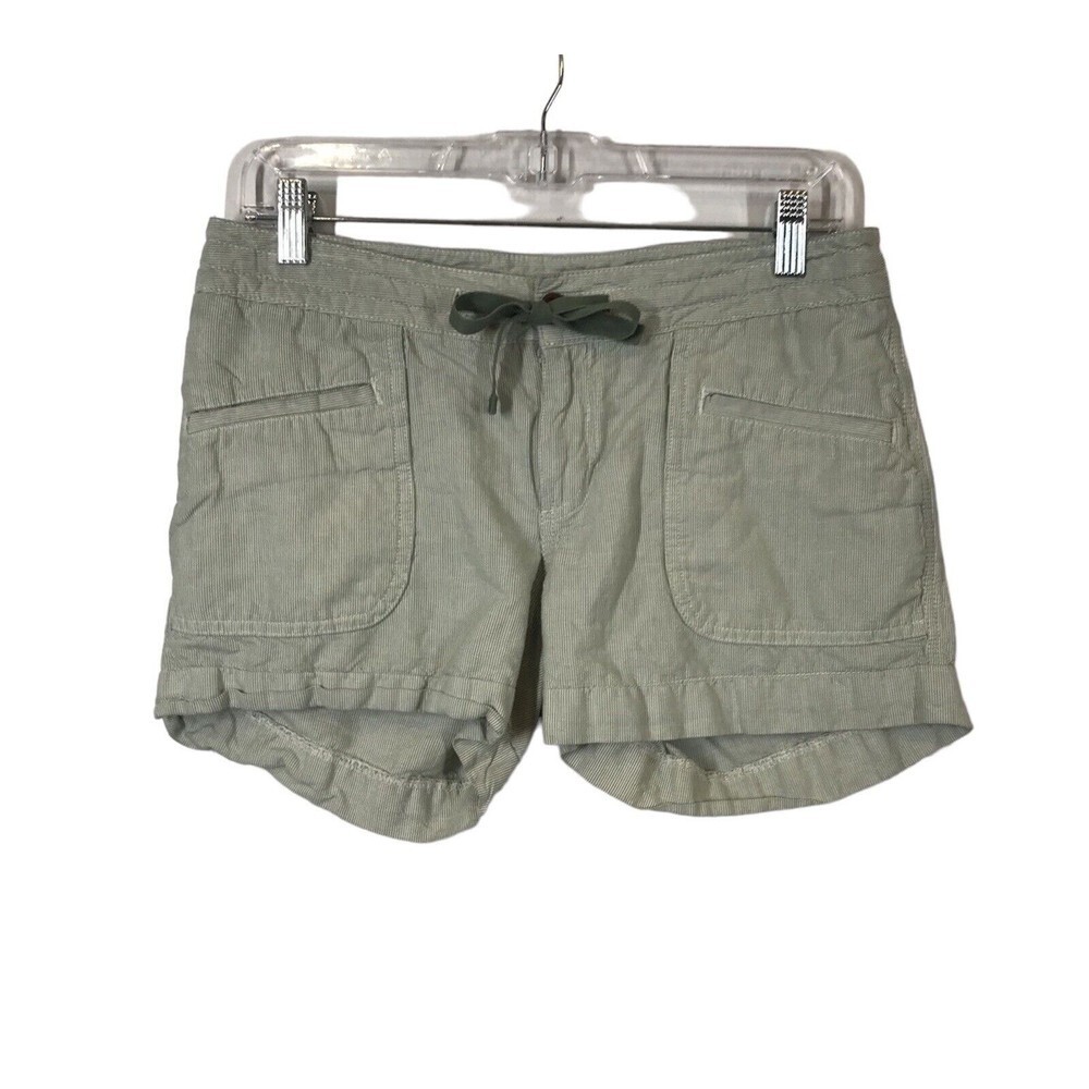The North Face Green Stripe Shorts Women's Size 4 Linen Casual Comfort Hiking